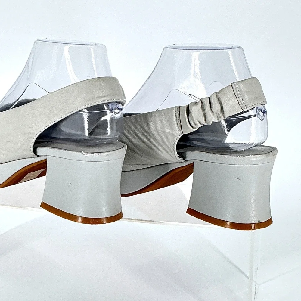 Jeffrey Campbell Size 6.5 Gray Leather Slingback Extendo‎ Platform Heels Sandals